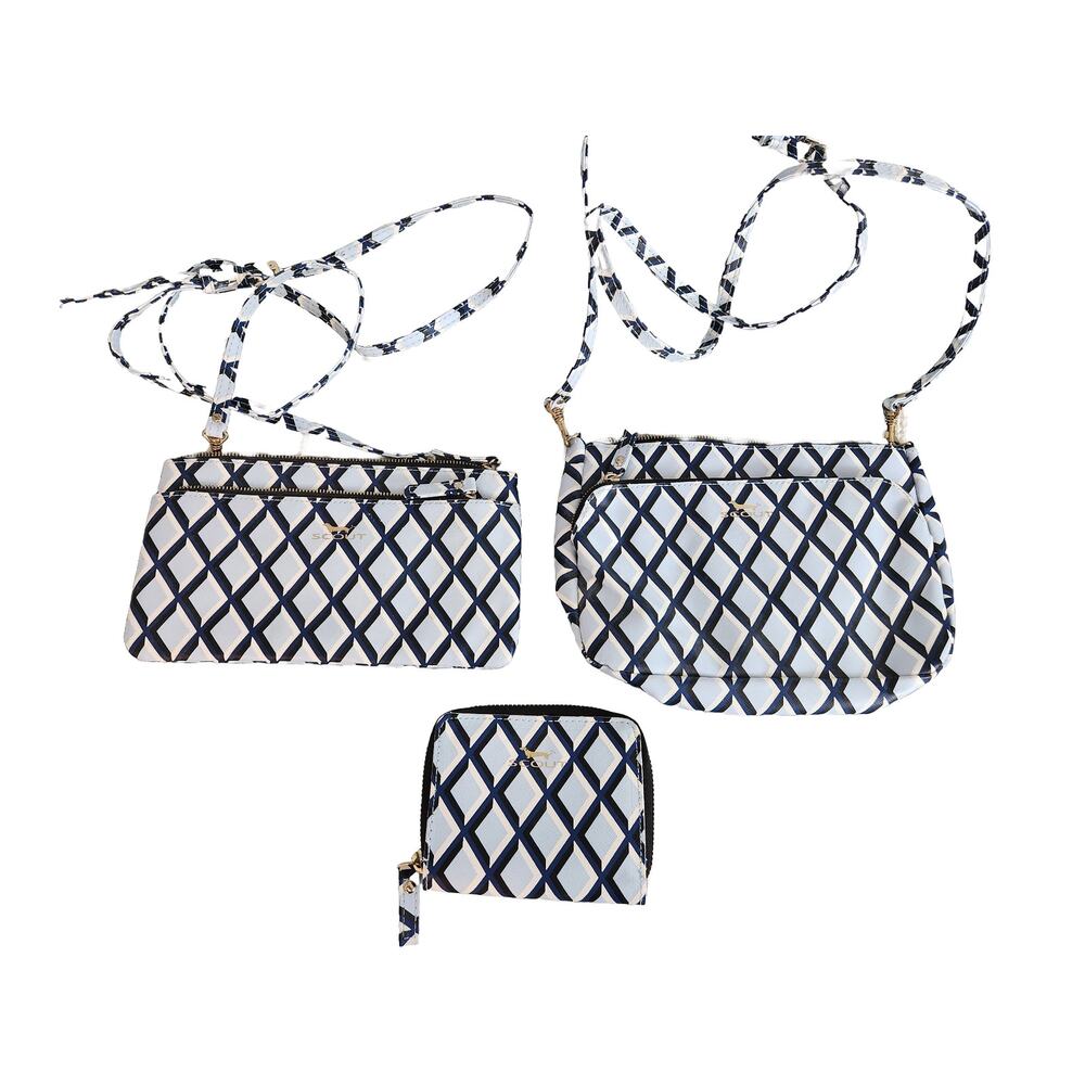 SCOUT Crossbody & Wallet Set of 3 Navy White Geometric Print